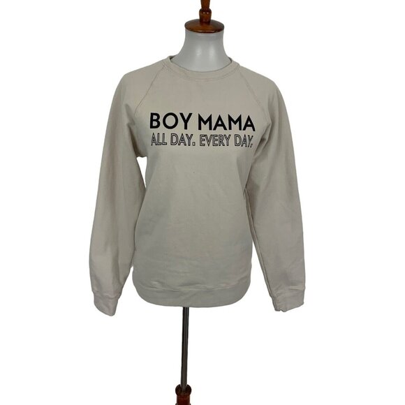 Sheshow Sweater Medium Ivory Bow Mama Graphic Crewneck Cozy Casual - Picture 1 of 6